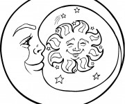 Coloriage Lune et Soleil