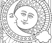 Coloriage Lune et Soleil mandala