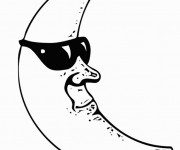Coloriage Lune portant des lunettes