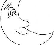 Coloriage et dessins gratuit Lune souriant à imprimer