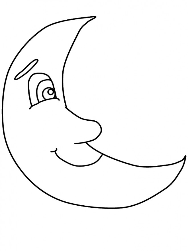 Coloriage et dessins gratuits Lune souriant à imprimer