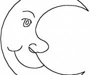 Coloriage Lune stylis&eacute; pour enfant