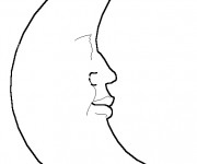 Coloriage Lune vecteur maternelle