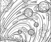 Coloriage Lunes et Plan&egrave;tes