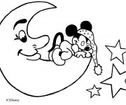 Coloriage Mickey Mouse sur La Lune