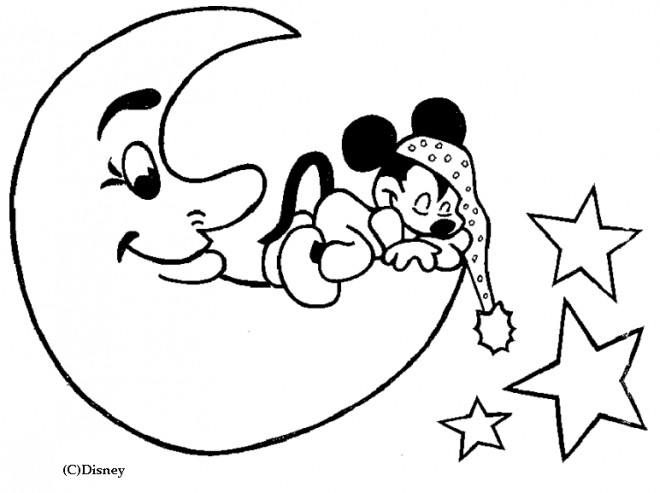 Coloriage et dessins gratuits Mickey Mouse sur La Lune à imprimer