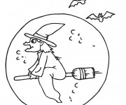 Coloriage Sorci&egrave;re et Pleine Lune
