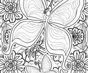 Coloriage Magnifique Papillon et Les Fleurs