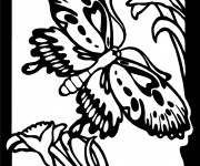 Coloriage Papillon en vol dans le Jardin