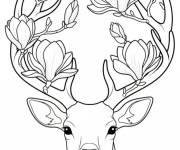 Coloriage Corne de Magnolia avec des fleurs Magnolia