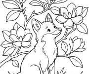 Coloriage Magnolia et renard