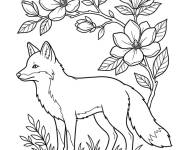 Coloriage Renard devant le Magnolia