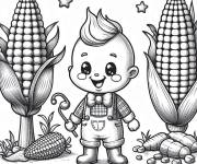 Coloriage B&eacute;b&eacute; et des plantes du Ma&iuml;s