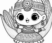 Coloriage Belle fille avec du Ma&iuml;s