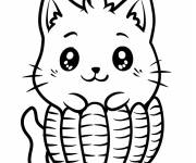 Coloriage Chat kawaii sur du ma&iuml;s