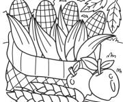 Coloriage Cornucopie Sc&egrave;ne avec torchage de ma&iuml;s