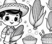 Coloriage Enfant qui aime le Ma&iuml;s