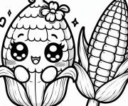Coloriage Epis de Ma&iuml;s kawaii charmant