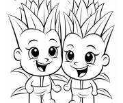 Coloriage &Eacute;pouvantail et ma&iuml;s