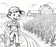 Coloriage Ferme de ma&iuml;s pour enfants