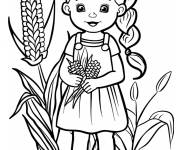 Coloriage Fille tenant un ma&iuml;s