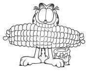 Coloriage Garfield mange le Ma&iuml;s