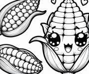 Coloriage Illustration Ma&iuml;s kawaii maternelle