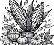 Coloriage Illustration Ma&iuml;s sur le th&egrave;me de Thanksgiving