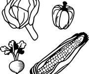 Coloriage L&eacute;gumes et &eacute;pi de ma&iuml;s
