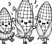 Coloriage Les amis de Ma&iuml;s en dansant