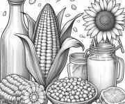 Coloriage Ma&iuml;s &agrave; table &agrave; la cuisine