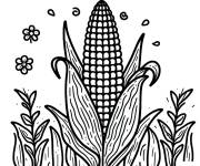 Coloriage Ma&iuml;s avec des fleurs