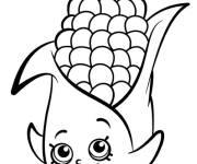 Coloriage Ma&iuml;s avec visage style dessin anim&eacute;