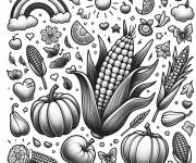 Coloriage Ma&iuml;s et citrouille pour Halloween