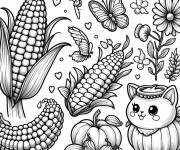 Coloriage Ma&iuml;s et papillon pour les petits