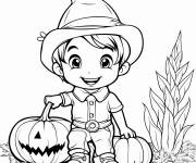 Coloriage Ma&iuml;s Halloween d'automne
