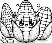 Coloriage Ma&iuml;s kawaii avec ses amis