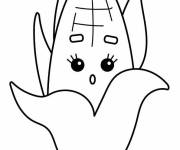 Coloriage Ma&iuml;s kawaii maternelle