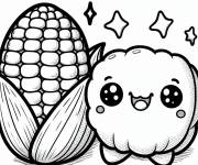 Coloriage Ma&iuml;s kawaii pour cp