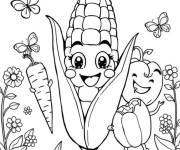 Coloriage Ma&iuml;s ludique avec les amis
