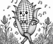 Coloriage Ma&iuml;s qui aime la musique