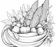 Coloriage Panier de r&eacute;colte avec du ma&iuml;s cp