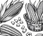Coloriage Panier du Ma&iuml;s pour maternelle