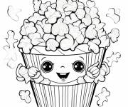 Coloriage Popcorn kawaii