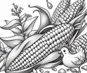 Coloriage Poulet et Ma&iuml;s