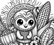 Coloriage Singe aime le Ma&iuml;s
