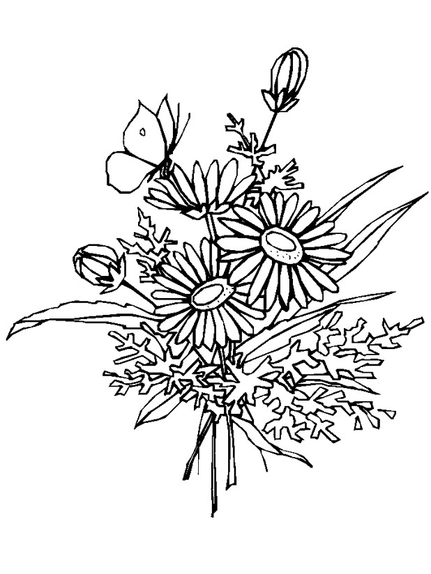 Coloriage Bouquet De Fleur Marguerite Dessin Gratuit à Imprimer