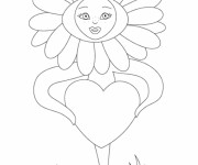 Coloriage Marguerite porte un coeur