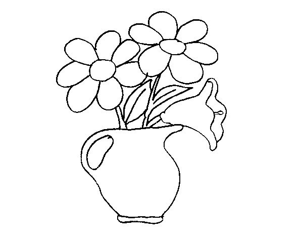 Coloriage Marguerites Dans La Vase Dessin Gratuit A Imprimer