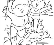 Coloriage Des enfants dans la Mer